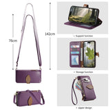 Leaf-Designed Leather Flip Cover Card Slot Lanyard Shockproof Case For Samsung