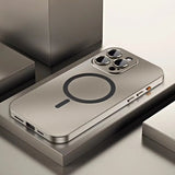 Fashion Aluminum Metal Magnetic Glass Lens Backboard Case for iPhone