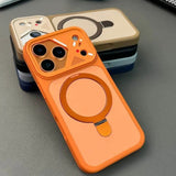 Luxury Matte Soft Frame Shockproof Bracket Case For iPhone