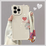 Pink Heart-Shaped Crossbody Full-Coverage Shockproof Case For Samsung