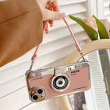 Fashion 3D Retro Camera Handheld Leather Case for iPhone