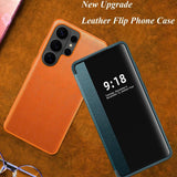 Leather LED View Flip Shockproof Case For Samsung