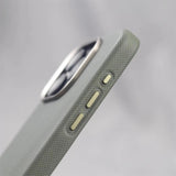 Luxury Alloy Lens Frame Particle PU Leather Magnetic Case for iPhone