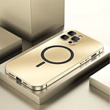 Fashion Aluminum Metal Magnetic Glass Lens Backboard Case for iPhone