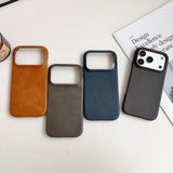 Business Oil‑Waxed Leather Hard Case for iPhone