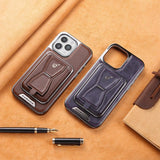 2‑in‑1 Magnetic Card Holder Leather Case with Stand for iPhone