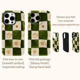 Green & Orange Check Double-layer Back Phone Case for IPhone