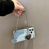 Fashion Leather Handheld Card Holder Case for iPhone