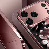 Pink Floral Pattern Electroplated Case for iPhone
