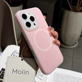 Solid Color Jelly Magnetic Liquid Silicone Phone Case For iPhone