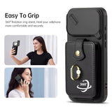 Slide Camera Cover Ring Holder Wallet Case For iPhone
