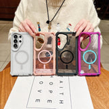 Transparent Glitter Magnetic 2in1 Airbag Shockproof Case For Samsung
