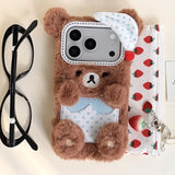 Cute Plush Bear And Rabbit Anti-Fall Phone Case For IPhone