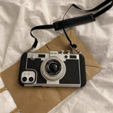 3D Retro Camera Lanyard Shockproof Case For iPhone