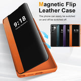 Leather LED View Flip Shockproof Case For Samsung