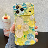 Oil Painting Style Floral Glossy Anti-Fall Soft Case for IPhone