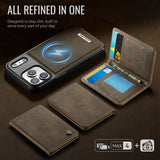 Leather Wallet Magnetic Charging Case for iPhone