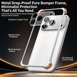 Airbag Shockproof Metal Frame Case with Lens Film for iPhone