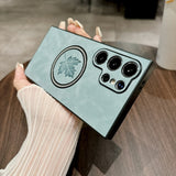 Luxury Sheepskin Maple Leaf Magnetic Phone Case for Samsung