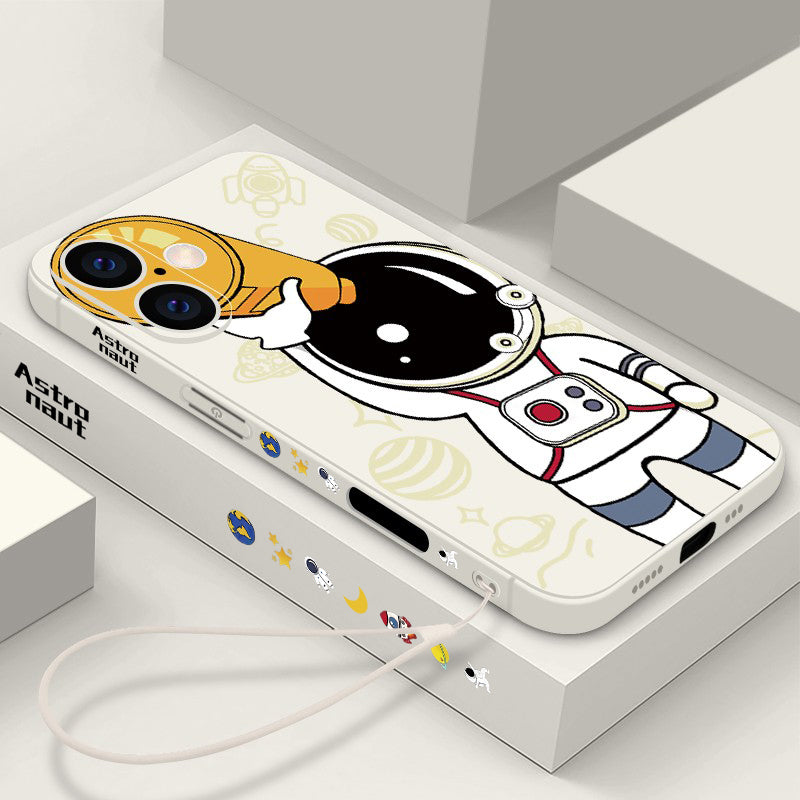 Cartoon Astronaut Lanyard Case For iPhone