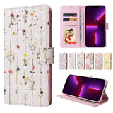 Leather Floral Design Phone Case With Card Slots For IPhone