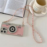 Retro Camera With Lanyard Leather Case For iPhone