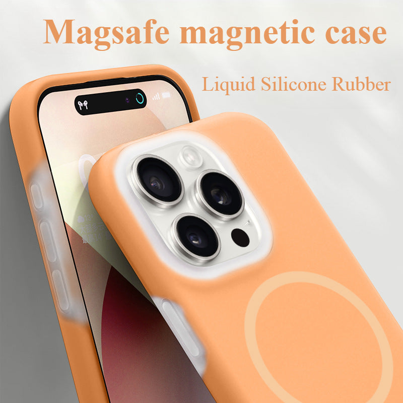 Solid Color Jelly Magnetic Liquid Silicone Phone Case For iPhone