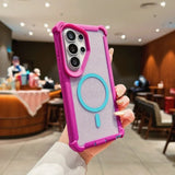 Transparent Glitter Magnetic 2in1 Airbag Shockproof Case For Samsung