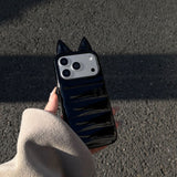 Creative Black Down Jacket Cat Ear Case for iPhone