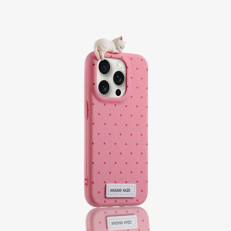 Polka Dot Cute Cat All-Inclusive 3D Anti-Fall Case For iPhone