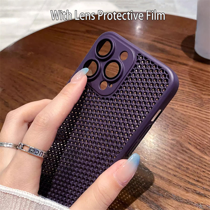 Original Heat Dissipation Breathable Mesh Hole Case For iPhone