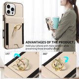 Wallet Card Slot Ring Holder Leather Case for iPhone