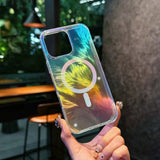 Colorful Gradient Aurora Feather Magnetic Case For iPhone