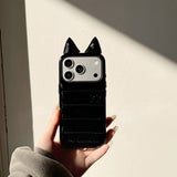 Creative Black Down Jacket Cat Ear Case for iPhone