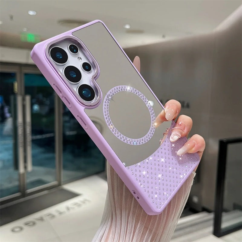 Glitter Diamond Magnetic Mirror Case For Samsung