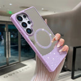 Glitter Diamond Magnetic Mirror Case For Samsung