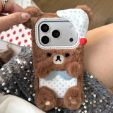 Cute Plush Bear And Rabbit Anti-Fall Phone Case For IPhone