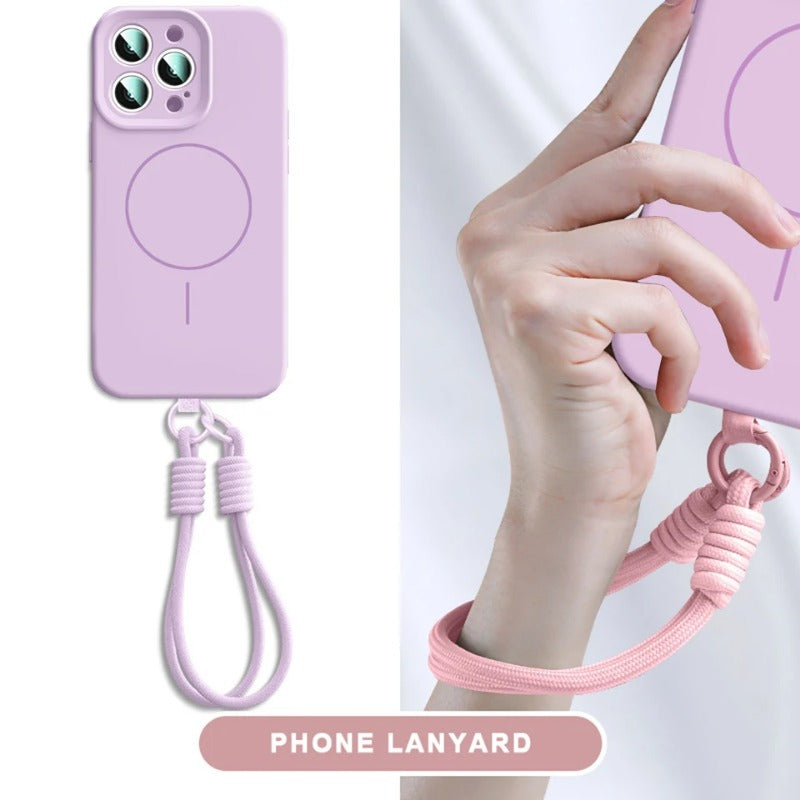 Liquid Silicone Lanyard Magnetic Phone Case For iPhone