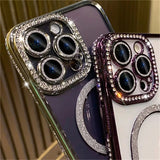 New Fashion Glitter Diamond Magnetic Transparent Case For iPhone