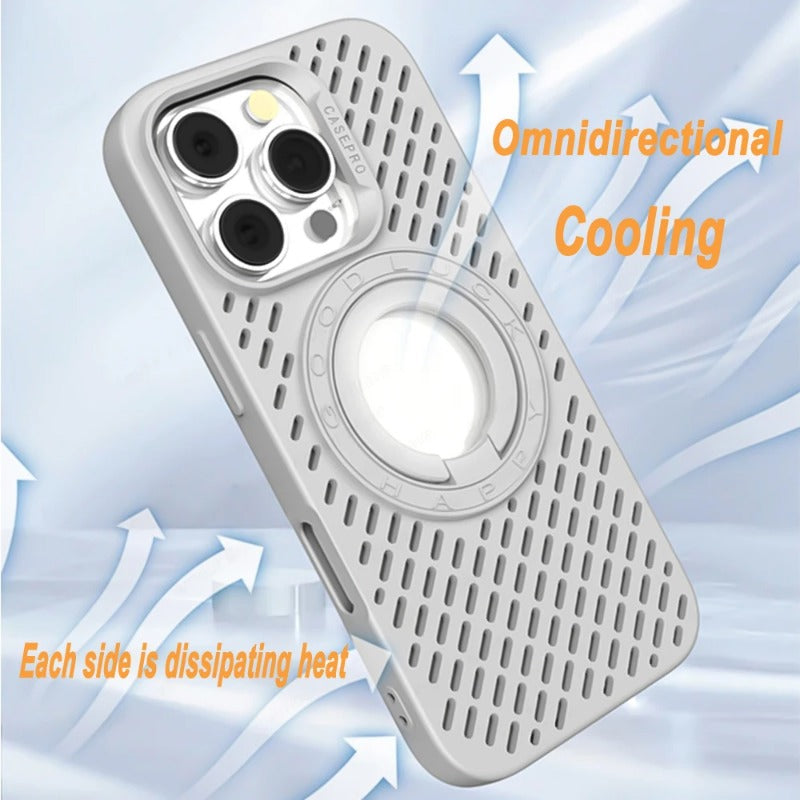 Heat Dissipation Breathable Magnetic Ring Holder Case For iPhone