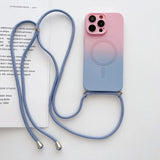 Gradient Color Crossbody Lanyard Camera Protector Magnetic Case For iPhone