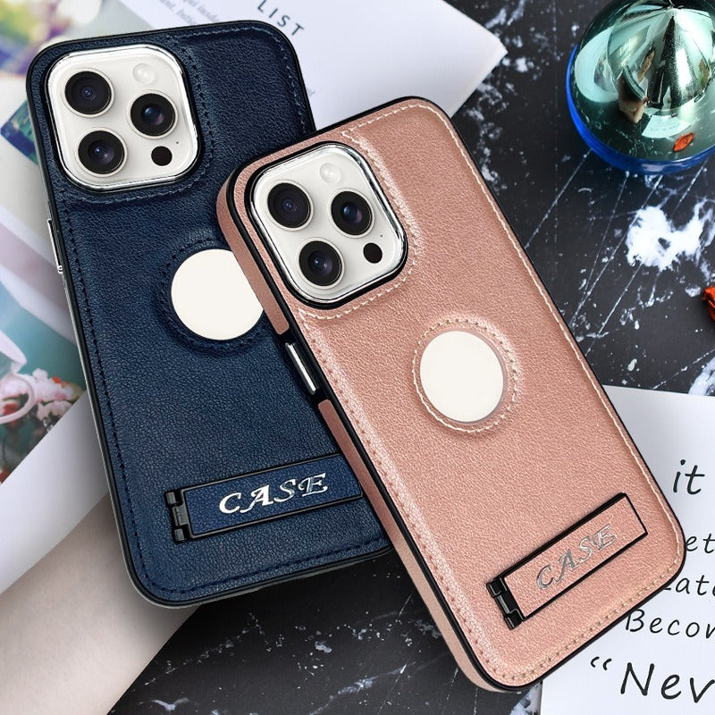 Faux Leather Shockproof Phone Case with Stand for IPhone