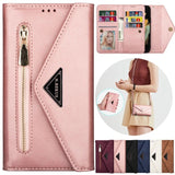 Wallet Multi-card Zipper Flip Leather Case For Samsung