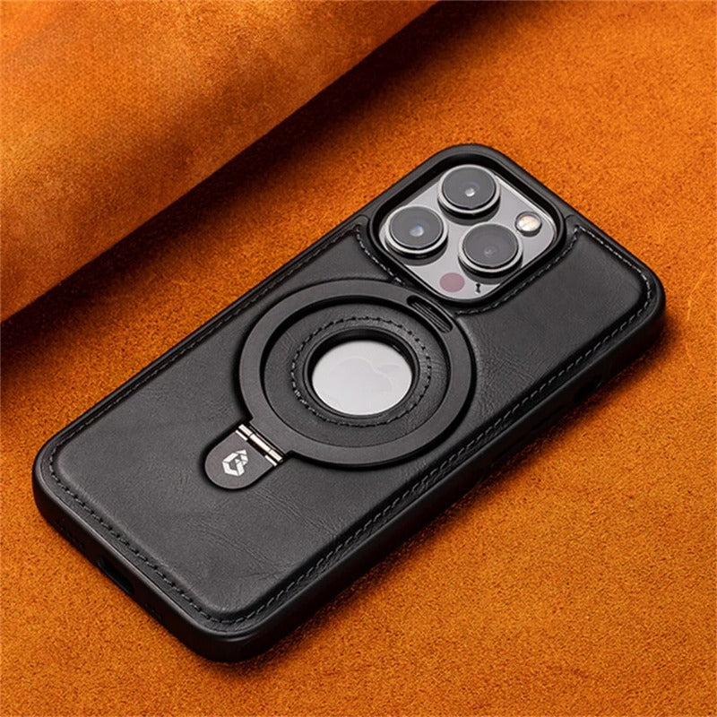 Business Retro Leather Holder Magnetic Case For iPhone