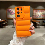 Wave Puffer Down Jacket Shockproof Soft Phone Case for Samsung