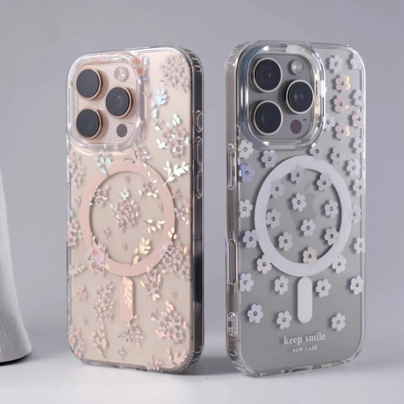 Retro Flower Laser Magnetic Case for iPhone