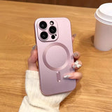 Silicone Glass Lens Magnetic Wireless Charge Case for iPhone