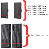 Business Carbon Fiber Leather Wallet Card Phone Case for Samsung