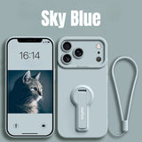 Silicone Full-Coverage Phone Case with Kickstand Lanyard for iPhone