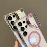 Transparent Acrylic Airbag Camera Stand Magnetic Case for Samsung